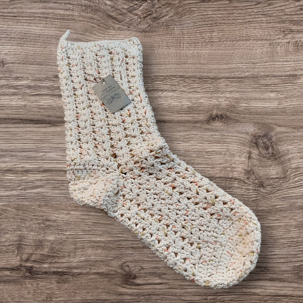 Handmade Crochet Cream Christmas Stocking!